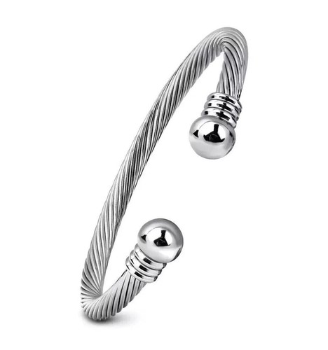 Silver torque bangle bracelet - bangle,