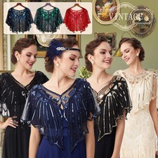 Womens 1920s Shawl Wraps Shiny