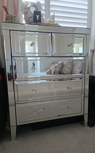 Mirrored glass drawer - glass, 5-drawer