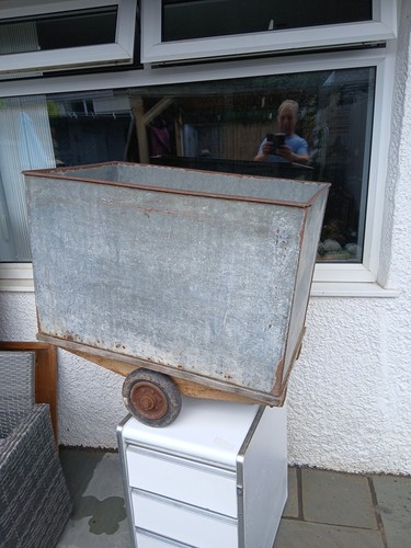 Large galvanised log trolley - galvanised,