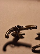 Gilt Metal Flintlock Duelling Pistol Cufflinks, Pat Number 144468