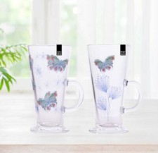 2 Butterfly Latte Glasses Tall