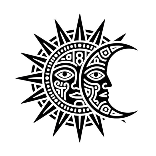 Aztec sun moon decal tribal - aztec,