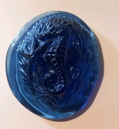 Vintage blue glass seahorse - vintage,