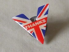 VE Day V For Victory Union Jack Flag 'Thanks' pin badge