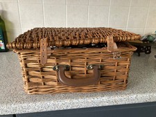 Vintage Picnic Hamper Basket Sirram c 1930 Holiday Travel Glamping