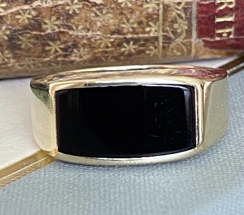 Gents 9ct gold onyx - gents,