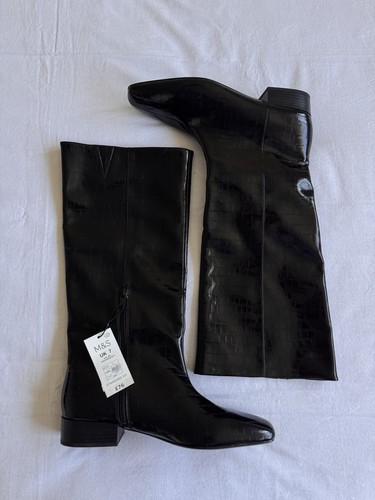 Marks spencer black croc - &,