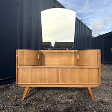 Mid Century Retro Light Teak Avalon Yatton Dressing Table With Mirror & Drawers