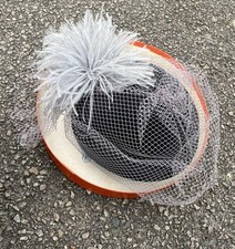 Grey Feather Trilby Hat Fascinator Wedding Royal Ascot Kentucky Derby