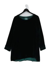 Out Of Xile Women's Top L Green Viscose with Silk Long Sleeve Round Neck Tunic