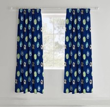 Catherine Lansfield Kids Football Curtains 66x72” Blue, 2 Panels, Lined Pleat