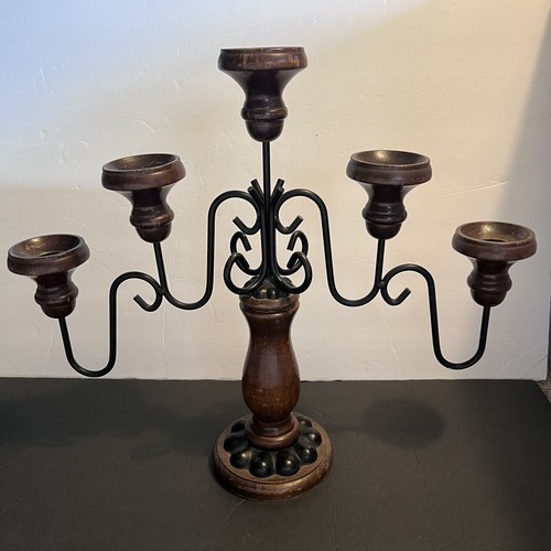 Vintage wooden candelabra - wooden, 5