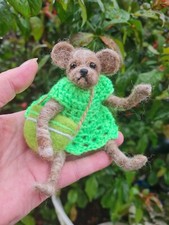 ooak needle felted bear glass