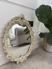 Vintage Baroque Plaster Ornate Mirror Floral Rococo Cream & Gold French
