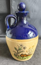 Vintage Lindisfarne Ceramic Mead Jug Blue Cream Pheasant Design English Pottery