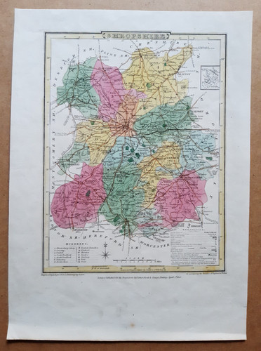 Antique map shropshire - of,