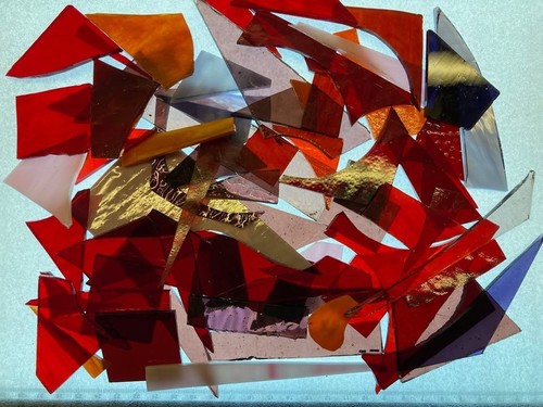 Stained glass offcuts reds - stained,