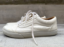unisex Classic VANS Old Skool OTW White Leather Lace up Fashion Trainers Size 6