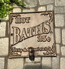 Rustic Hot Bath Sign Hook