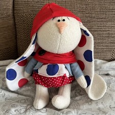 Teddy Bunny - white, long ears, Christmas themed (Xmas)