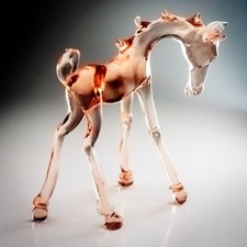 Hand Blown Amber Glass Foal