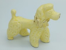 Preloved Large Standing Standard Poodle in Yellow Dog Bow 4" Tall Vintage