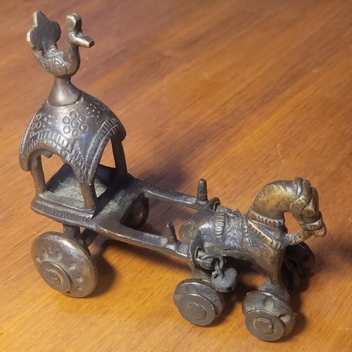 Antique brass horse pulling - antique,