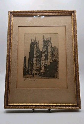 Vtg framed etching - vtg, of