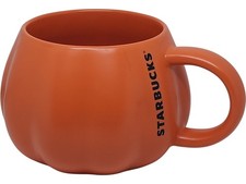 Starbucks Pumpkin Shape Orange Coffee Mug 12 fl oz Ceramic Decor