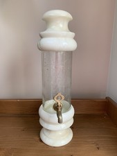 Vintage Marble / Onyx & Glass Drinks Dispenser Wine Alcohol Etched With Grapes