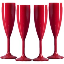 Red Plastic Champagne Flutes