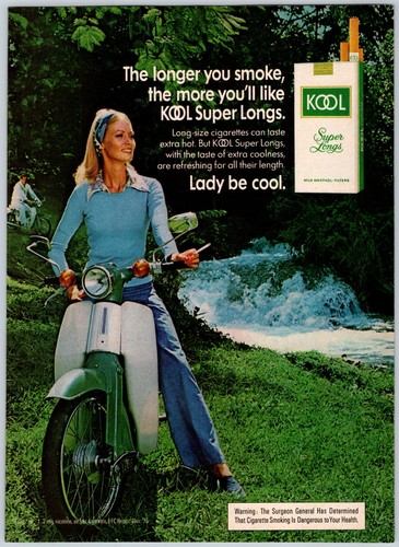 1976 young woman moped - woman, kool