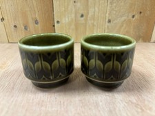 Pair of Hornsea Heirloom Green Egg Cups 1972 Vintage English Tableware