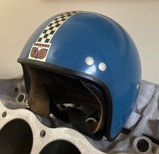 Vespa Lambretta Scooter Original 1970's Cassida Helmet Blue Turquoise 