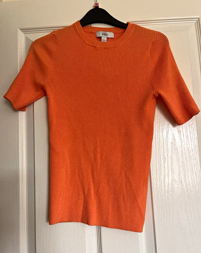 Orange ribbed knit short - m&s,