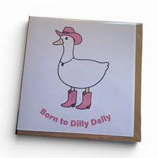 Duck Folded Greeting Card Pink