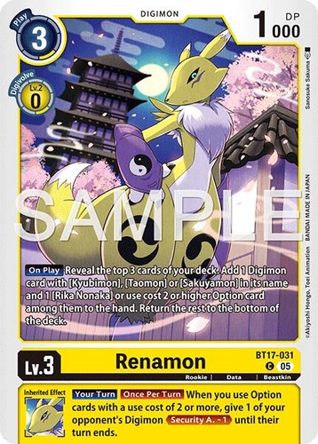 Renamon bt17 031 - renamon, [bt17-031]