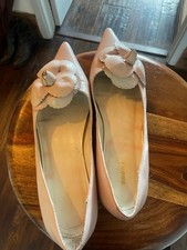 Bronx Ladies Used Pale Pink Leather Flat Court Shoes UK4
