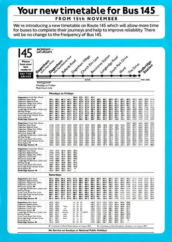 Route 145 london bus - 145,