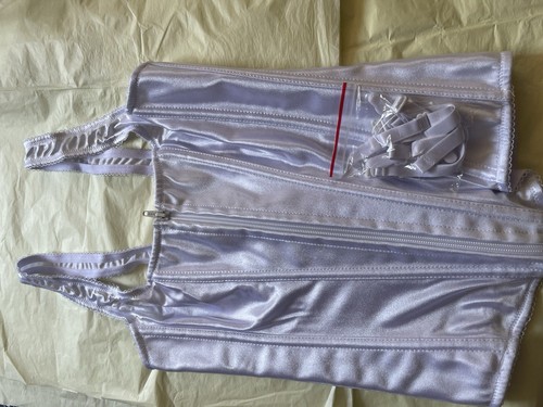 White satin corset zip front - satin,