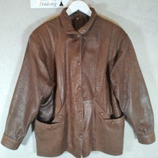 Trekway London Jacket Coat Authentic Distressed Leather Men Medium Brown Vintage