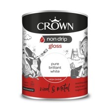 Crown Non Drip Gloss Paint Pure Brilliant White 750ml