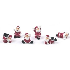 6 X Santa Cake Topper Picks Plastic Cupcake Toppers Tumbling Xmas Decorations