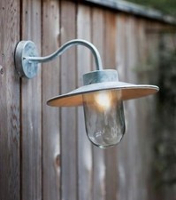 Garden Trading St Ives Swan Neck Galvanised Steel Outdoor Wall Light Lamp