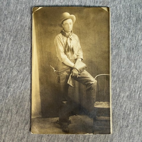 Vintage cowboy rppc postcard - vintage,