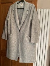 Ladies “Tu” Light Grey Single Button Unlined Knee Length Coat Size 16