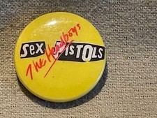 RARE VINTAGE ORIGINAL SEX PISTOLS THE HEADBOYS TOUR PIN Badge 1970's Punk  1"