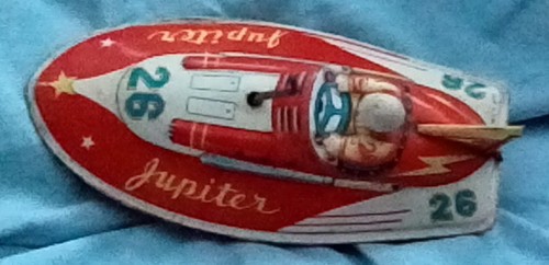 Vintage tinplate speed boat - tinplate,