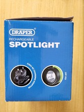 Draper 3W LED Rechargeable Spotlight Torch 200 lm, 150m Beam + UK Charger